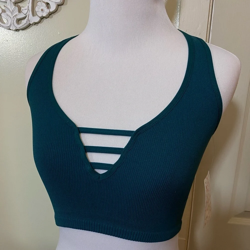 New Free People Strapped in Brami Intimately FP Crop Top Bra Teal